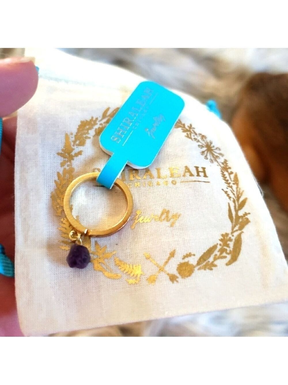 Raval Amethyst Stacking Ring Gold Band